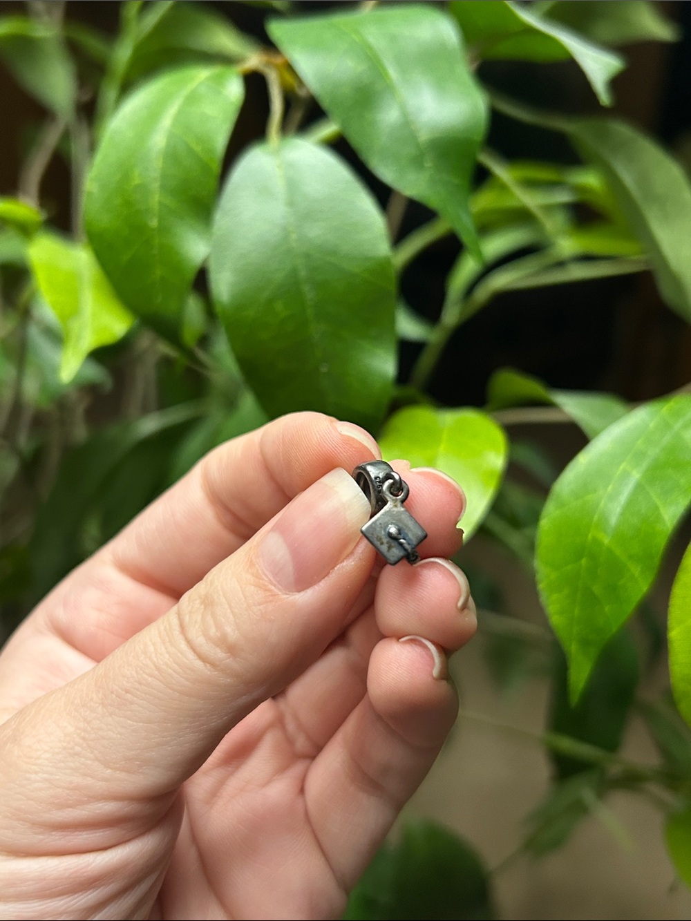 Pandora oxidized sterling silver graduation charm